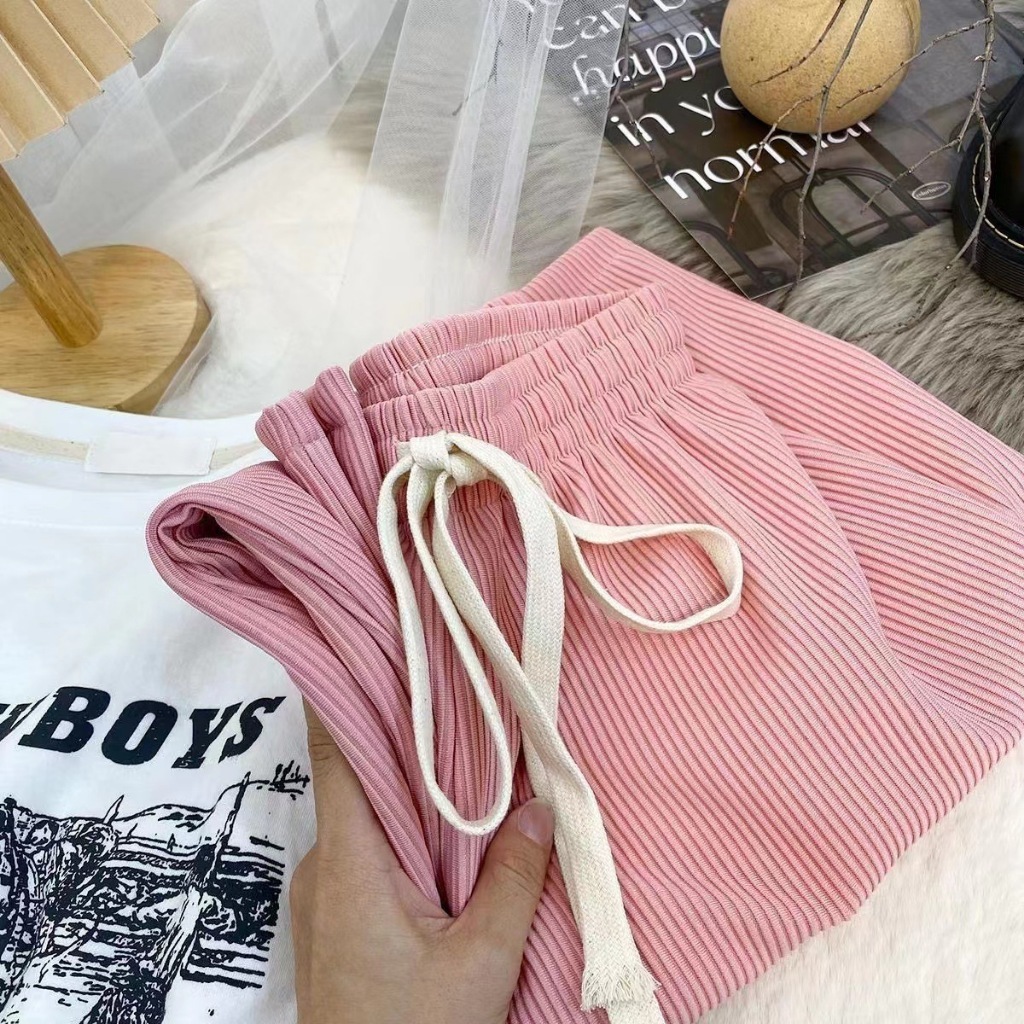 Stella Fashion Women Summer Loose High Waist Casual Pants Straight leg long pants