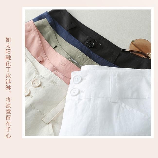 Stella Fashion Women Casual Pants Semi Elastic High Waist Loose Straight Pants Linen and Cotton Wide Leg Trousers