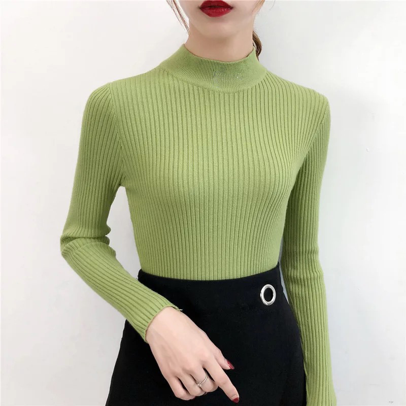 Stella Women's Turtleneck Long Sleeve Casual Bottoming Shirt Autumn And Winter Hedging All-Match slim-fitting T-Shirt
