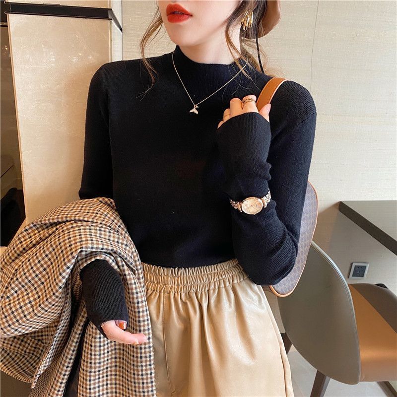 Stella Fashion Knitwear Women's Half-Turtleneck Bottoming Shirt versatile Long Sleeve Slim Fit Sweater -Stella's Fashion