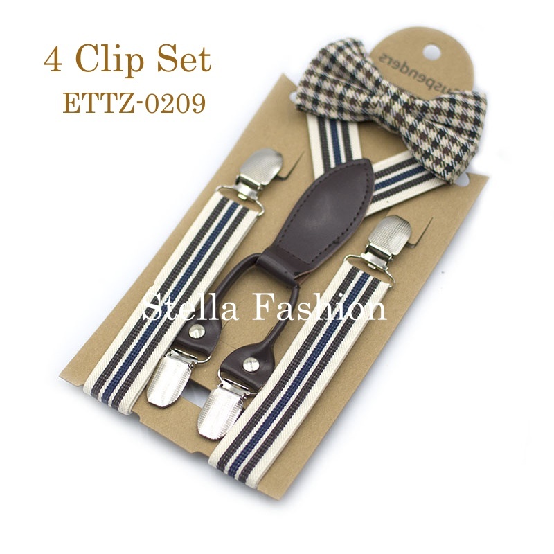 Stella Fashion Suspender Clip-on Braces and Bow Tie Set for Child Kids Party and Wedding 儿童吊裤带+印花领结