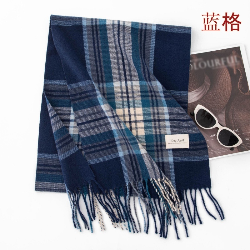 Stella Fashion Classic Pail Red Scarf Women Warm Extra Large Shawl Scarf Unisex Winter Neck Scarf Color Matching Plaid Print Tassel