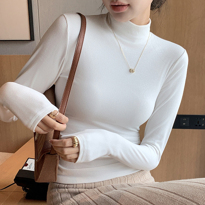 Stella Fashion Half Turtleneck Bottoming Shirt Women's Fall and Winter Thermal underwear Western Style Mid Collar Pullover Long Sleeve Top-Stella's Fashion