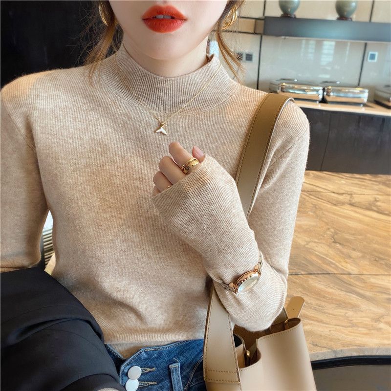 Stella Fashion Knitwear Women's Half-Turtleneck Bottoming Shirt versatile Long Sleeve Slim Fit Sweater -Stella's Fashion