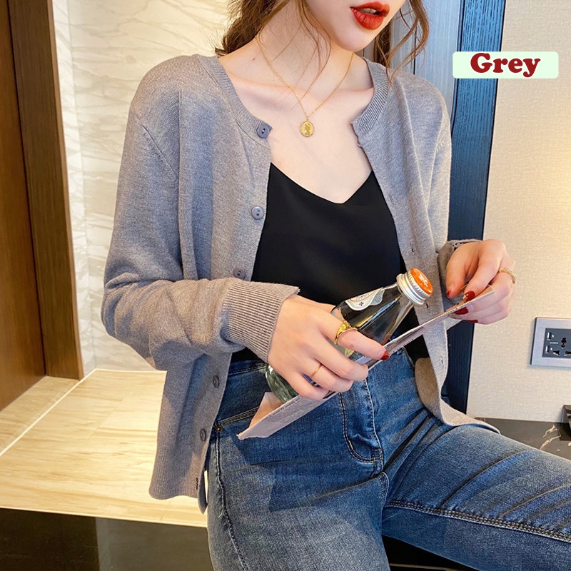 Stella Fashion New knitted Sunscreen Cardigan Women's Short Jacket Long Sleeve Thin Sweater All-Match Bottoming Top