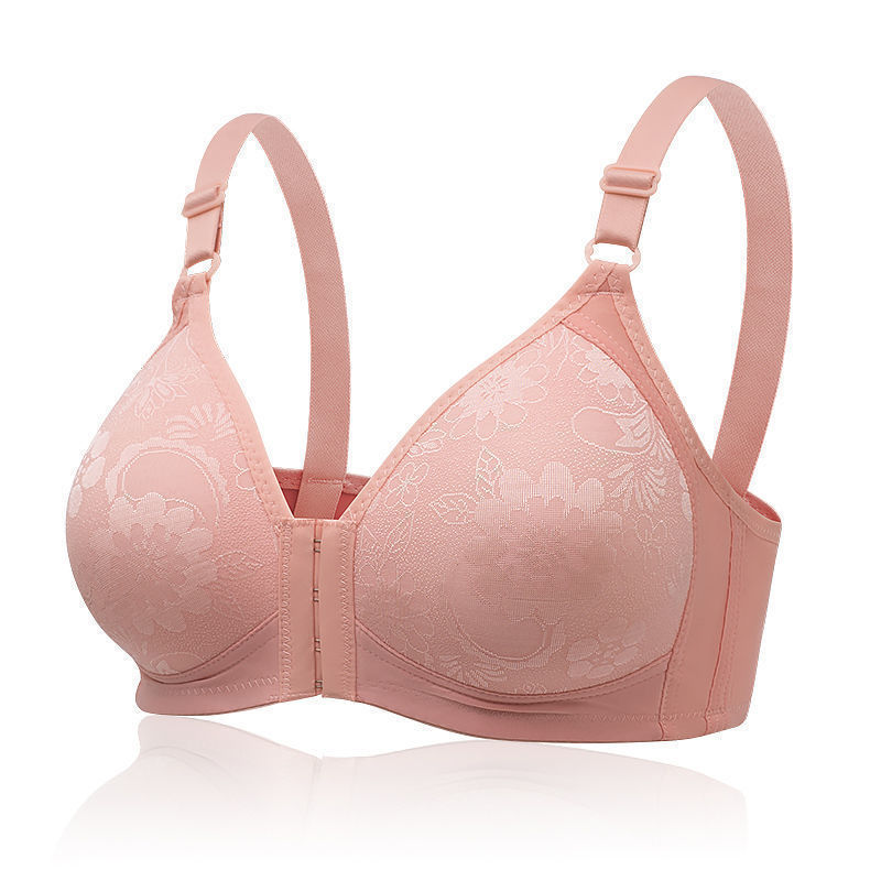 Stella Fashion Front Buckle Sexy Breathable Bra No Steel Ring Large Size Thin Style Bra Adjustable Straps for middle-aged and elderly Women