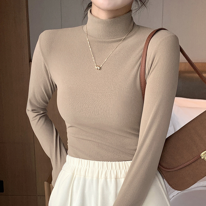 Stella Fashion Half Turtleneck Bottoming Shirt Women's Fall and Winter Thermal underwear Western Style Mid Collar Pullover Long Sleeve Top-Stella's Fashion