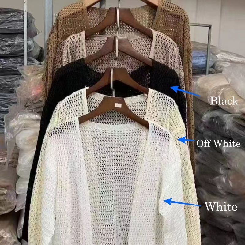 [Stella Fashion] Women's hallow sun protection sweater women thin sling knitted cardigan