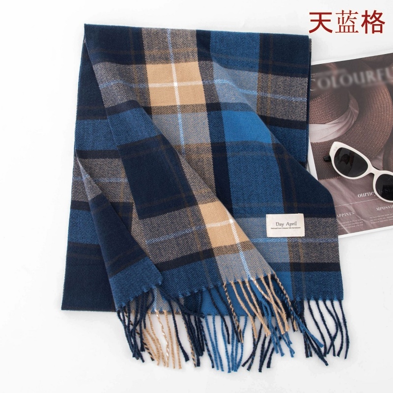 Stella Fashion Classic Pail Red Scarf Women Warm Extra Large Shawl Scarf Unisex Winter Neck Scarf Color Matching Plaid Print Tassel