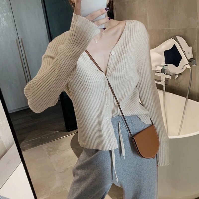 Stella Fashion Women's Knitted V Neck Open Front Long Sleeve Cardigan-Stella's Fashion