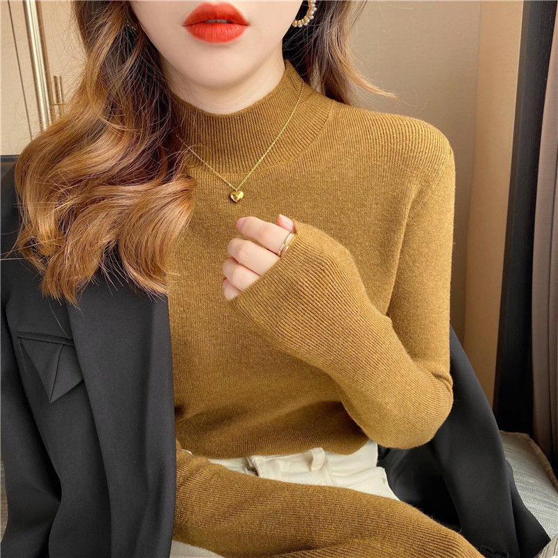 Stella Fashion Knitwear Women's Half-Turtleneck Bottoming Shirt versatile Long Sleeve Slim Fit Sweater -Stella's Fashion