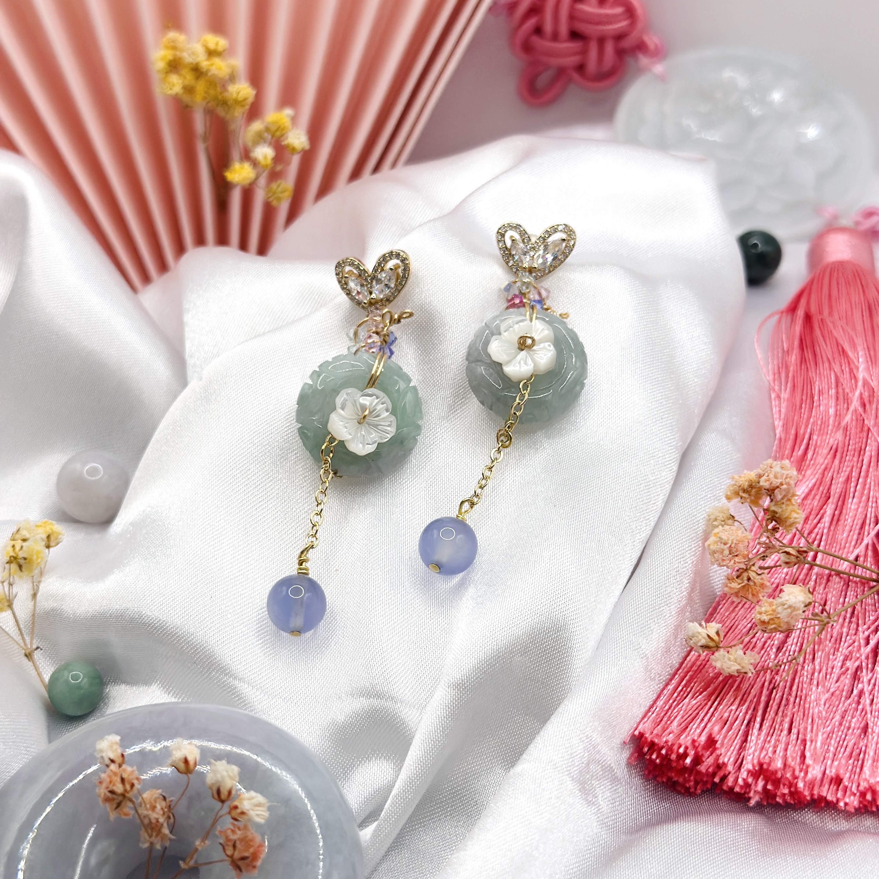 Donut Collection - Apple Green Jade Donut with Blue Chalcedony