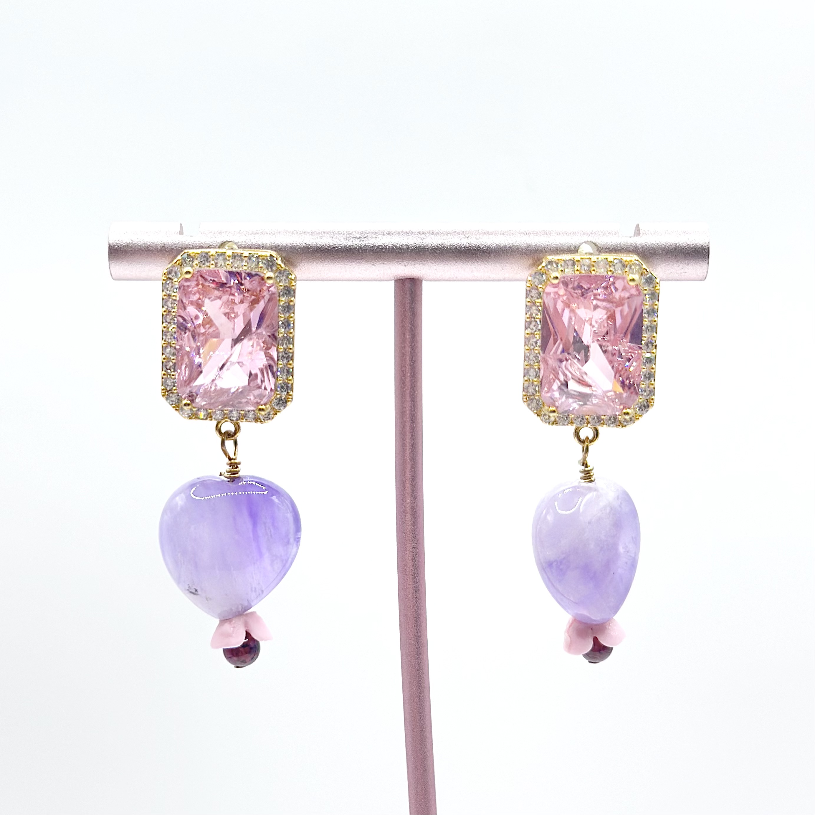 Amethyst Heart Earrings 