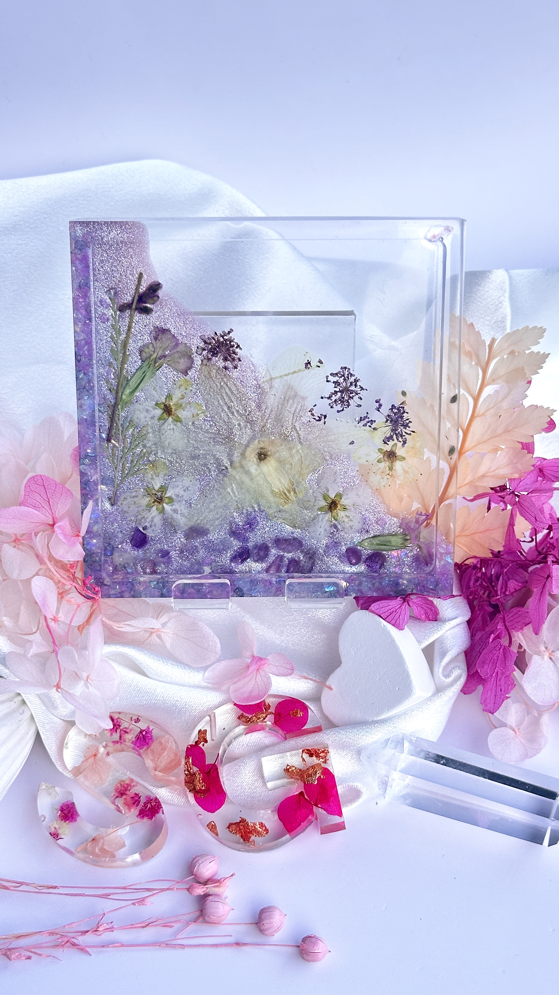 Azalea White Orchid Square Coaster in Mystic Purple