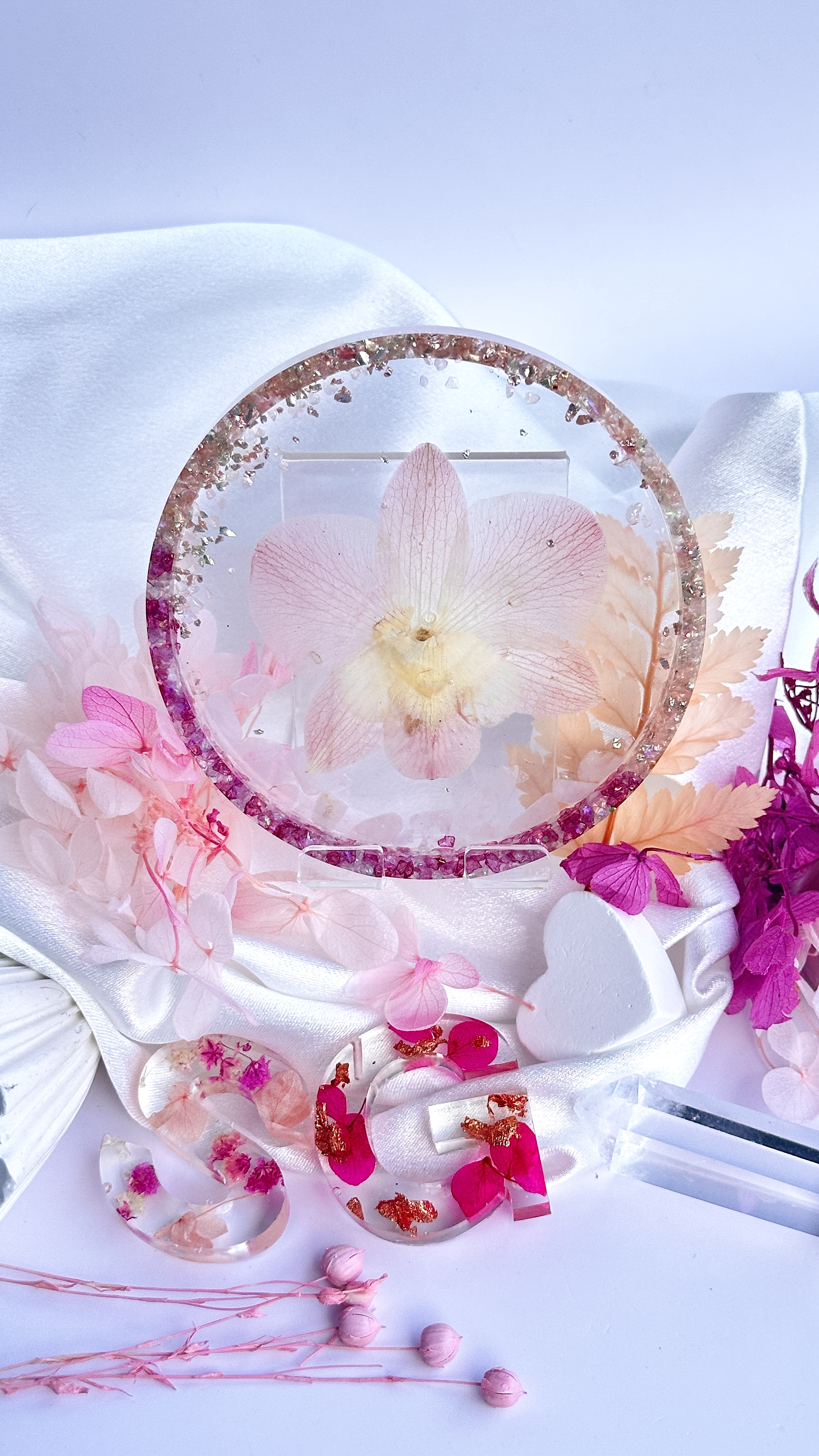 Azalea Pink Orchid Circle Coaster in Pink