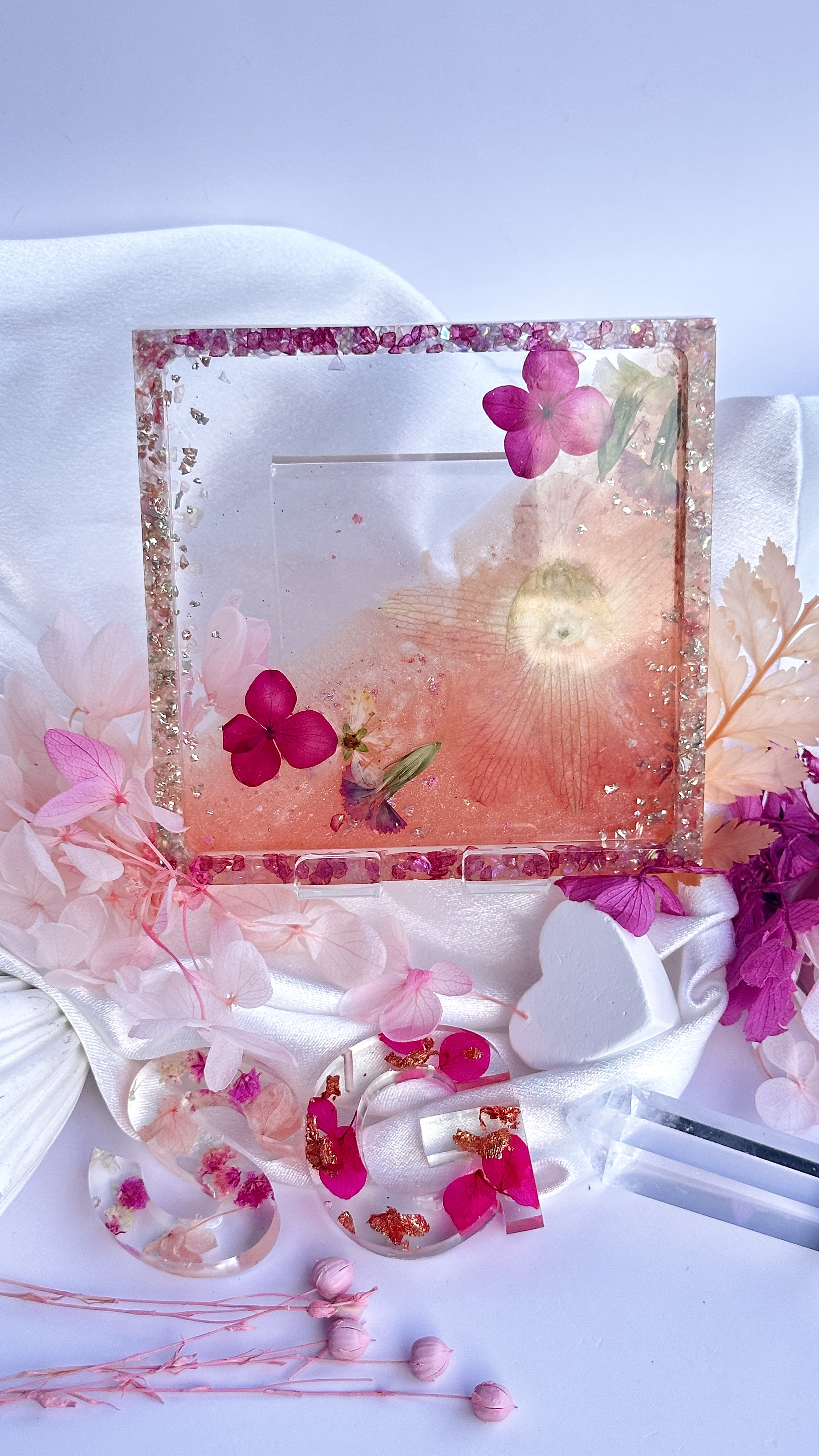 Camellia White Orchid Square Coaster in Pink