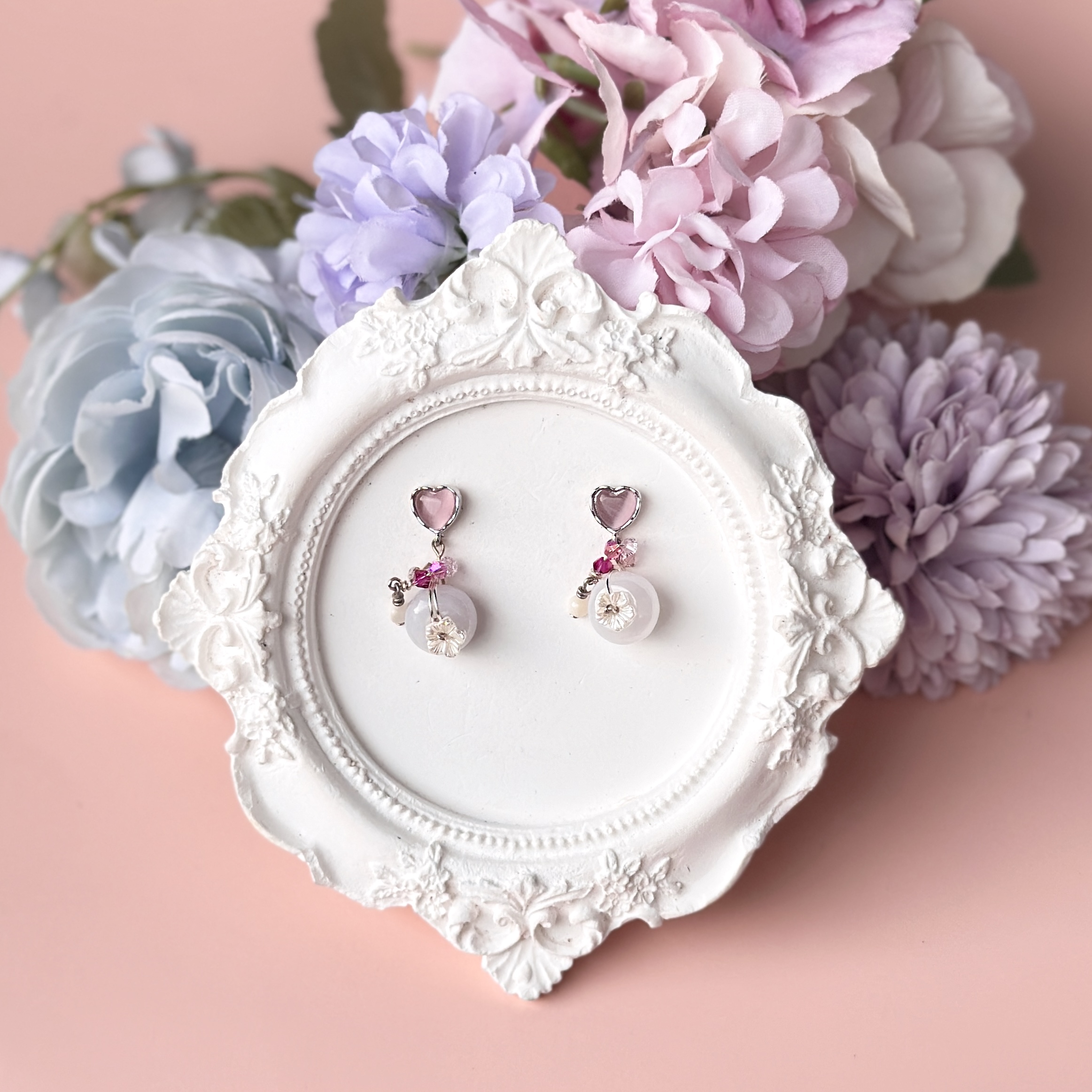 Mini Lavender Jade Donut Earring