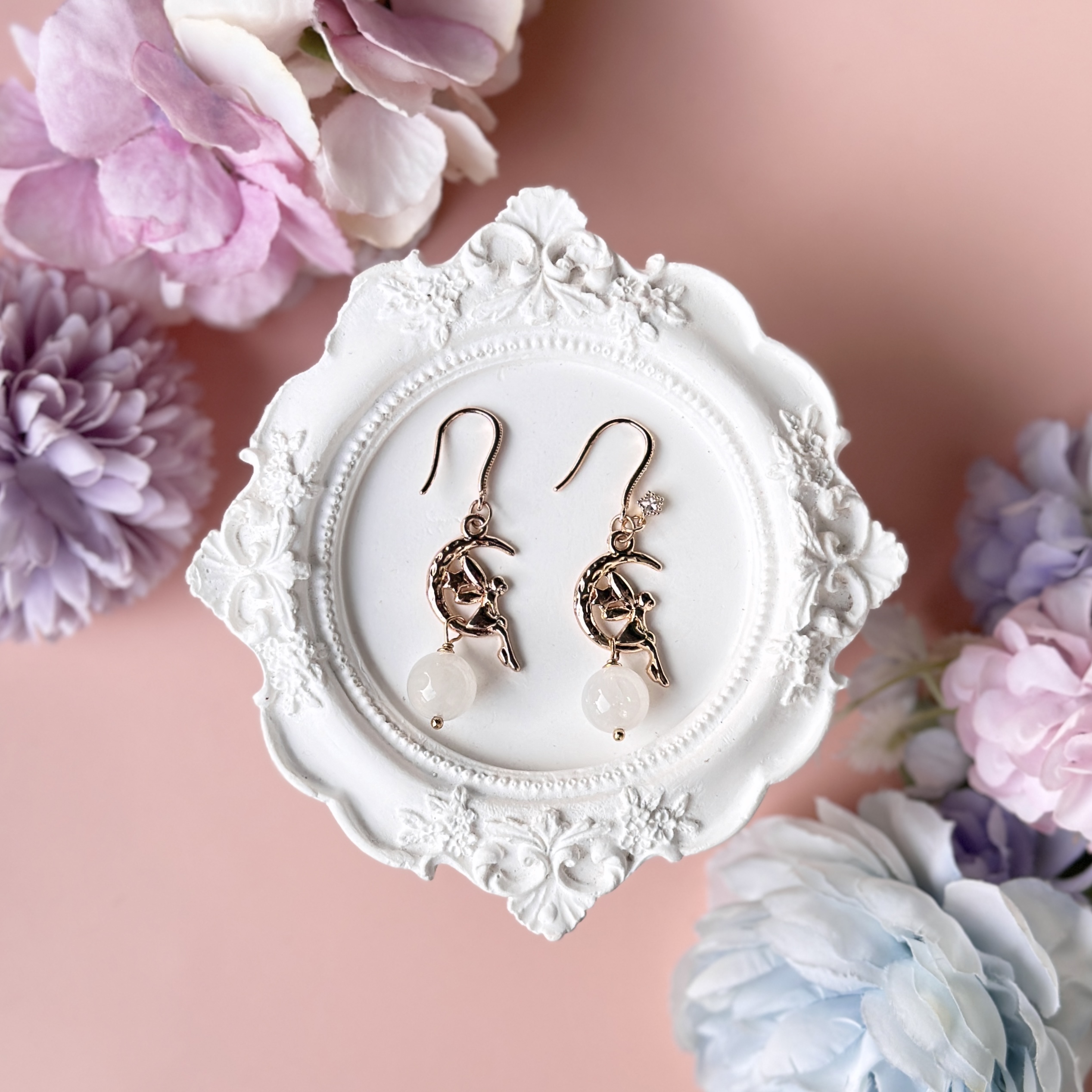 Blue Sheen Moonstone Fairy Earring