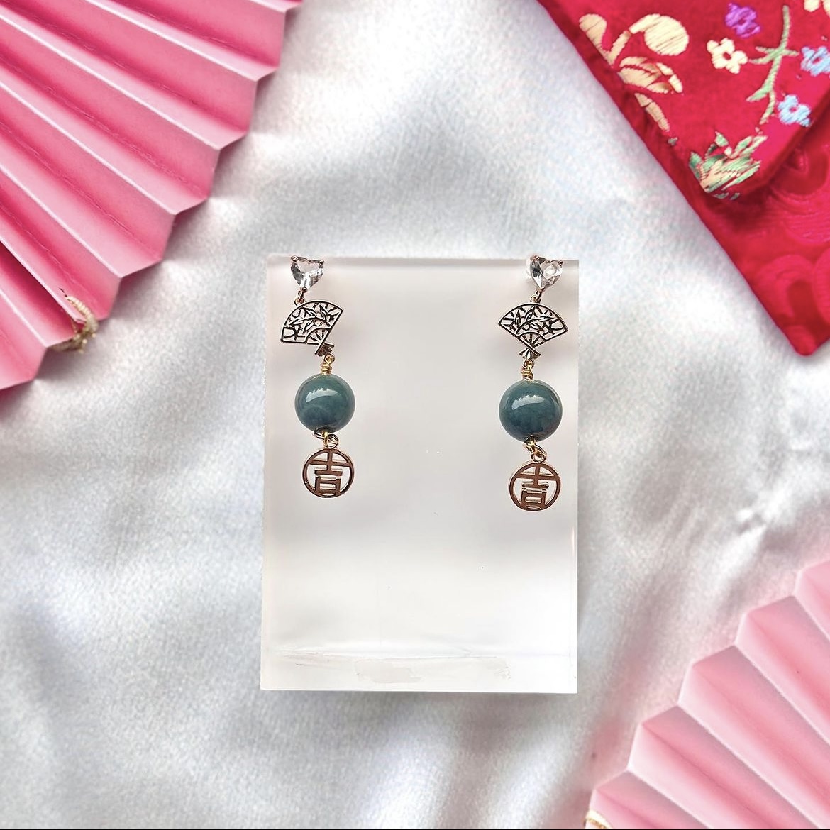 Blue Water Jade Earrings