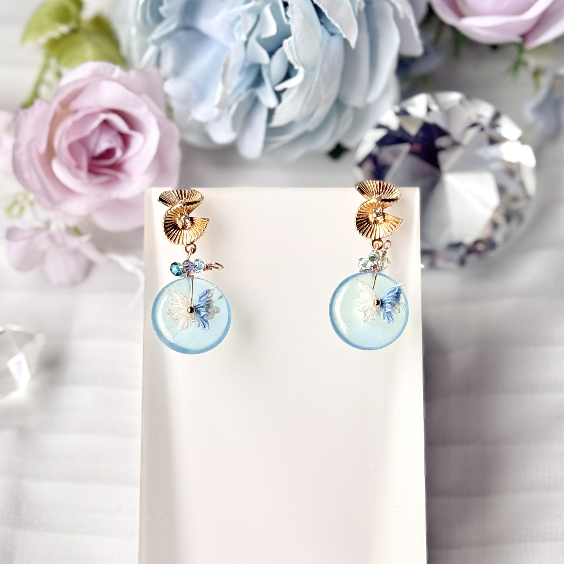 Aquamarine Flo Donut with Double Infinity Fan Studs