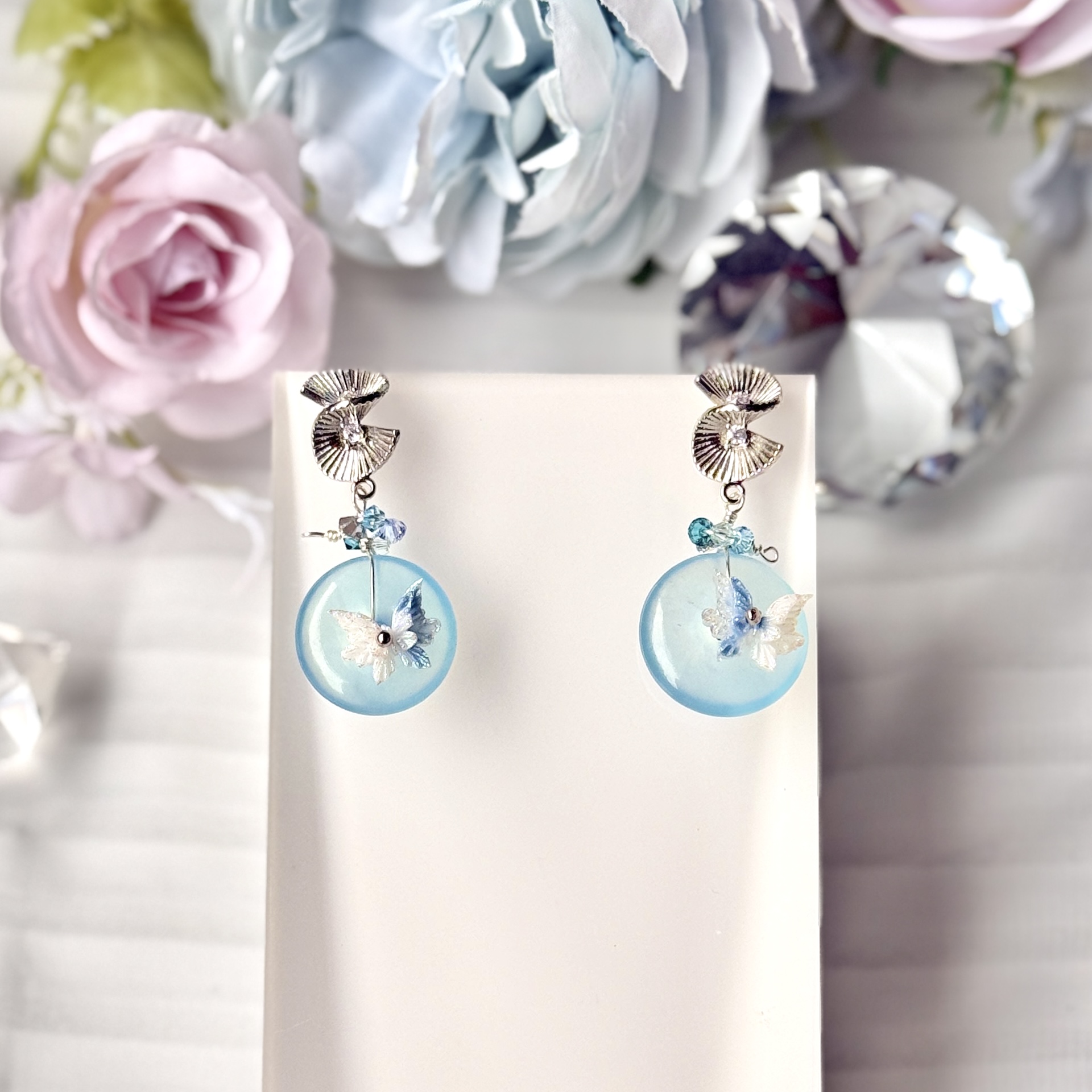 Aquamarine Flo Donut with Double Infinity Fan Studs