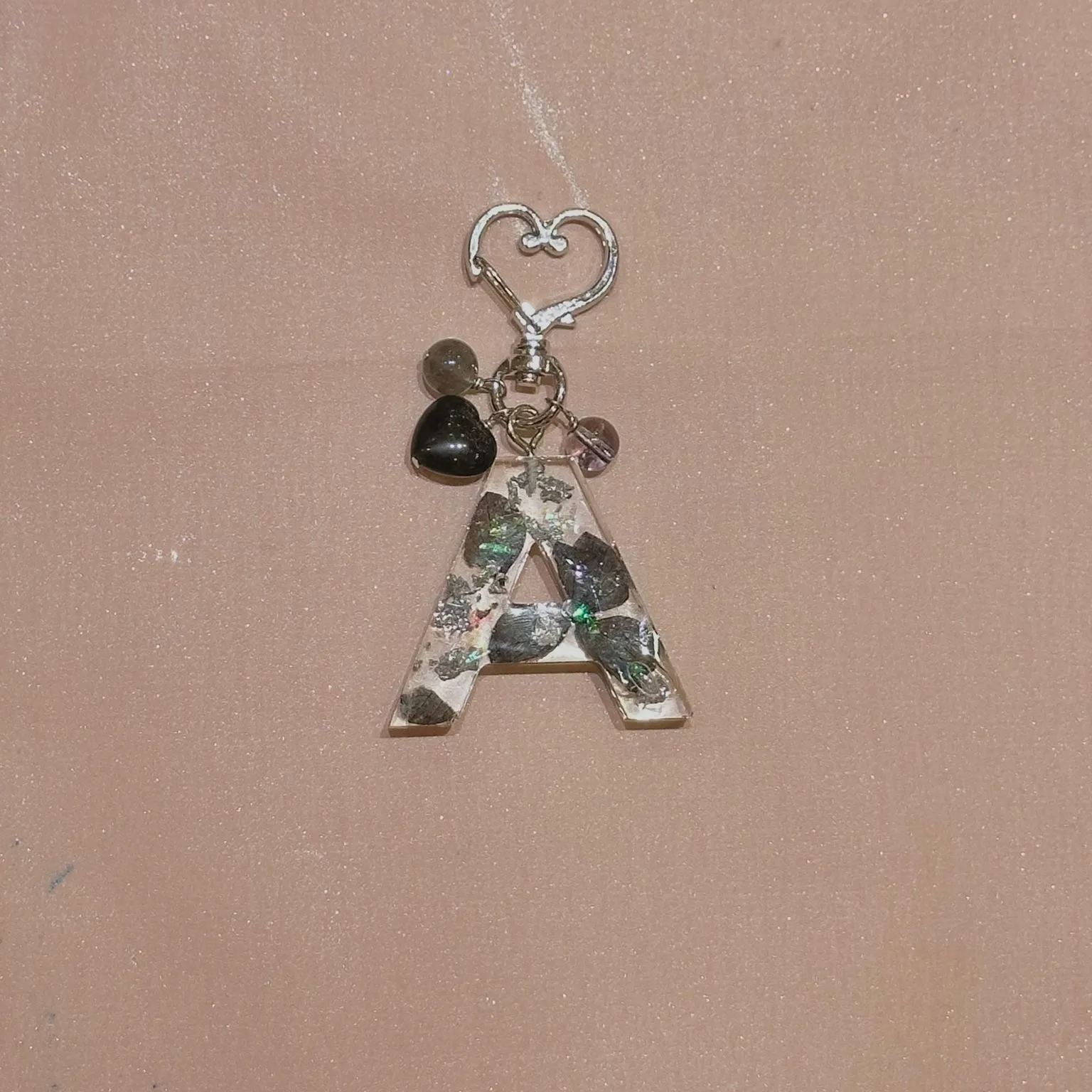 Letter A - Floral Resin Keychain