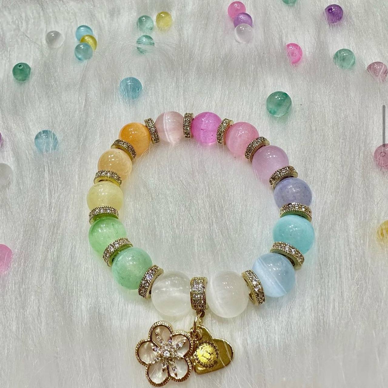 Full Rainbow Selenite Bracelet