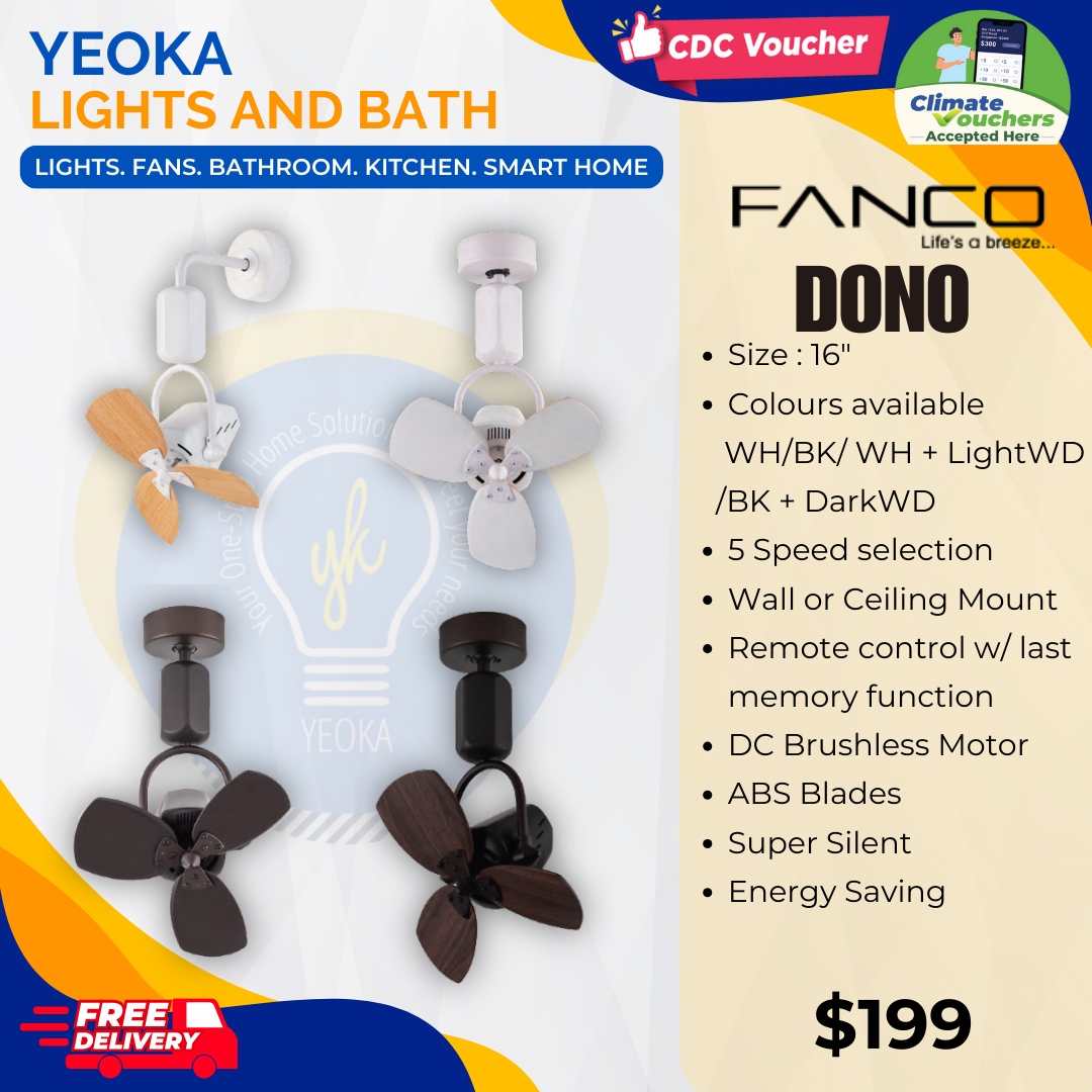 FANCO Ceiling Fan DONO DC Motor Corner Fan (16")