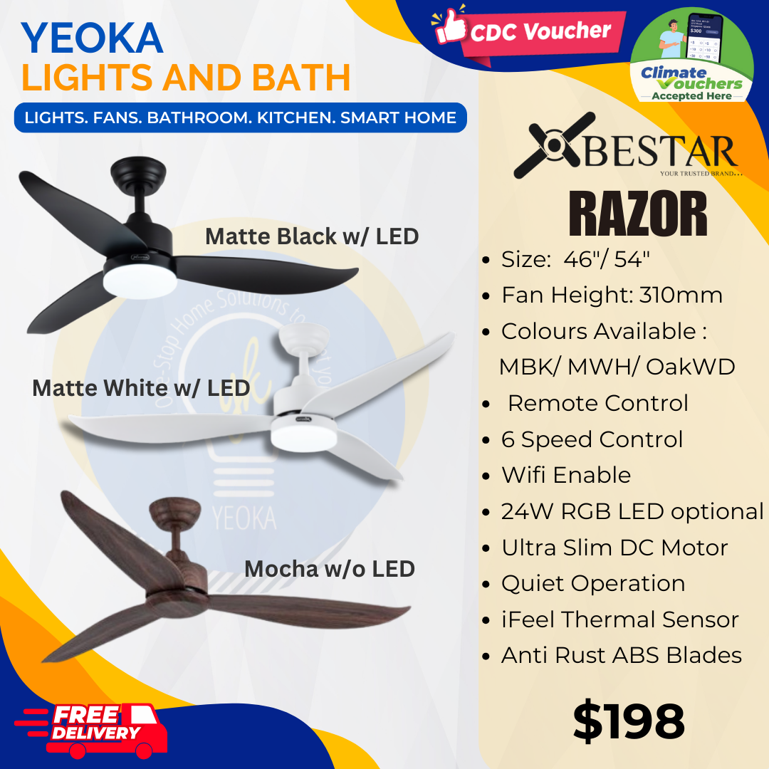 BESTAR Ceiling Fan Razor | 46/54" 24W LED RGB