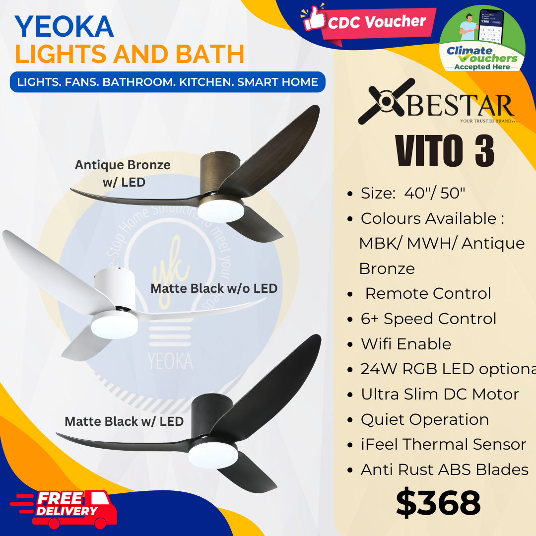 BESTAR Ceiling Fan Vito 3 40/50" 24W LED RGB