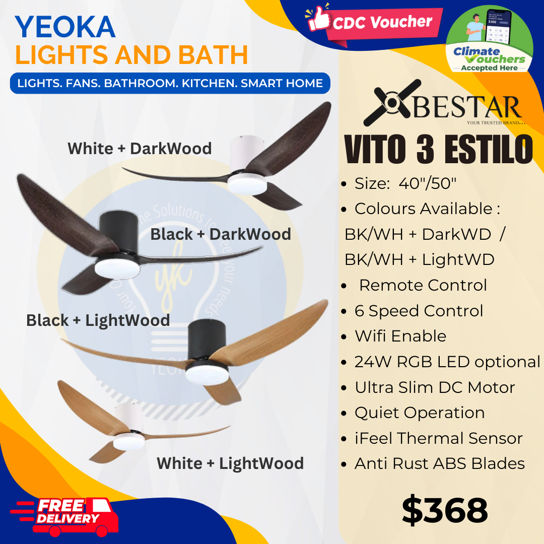 BESTAR Ceiling Fan Vito 3 40/50" 24W LED RGB