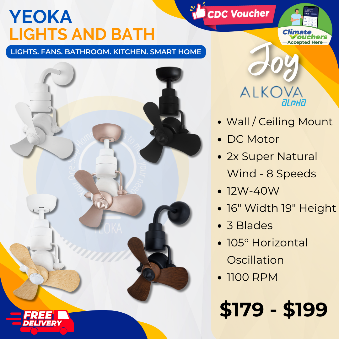 [YEOKA LIGHTS AND BATH] ALPHA ALKOVA JOY CORNER FAN DC MOTOR SUPER WIND FREE DELIVERY