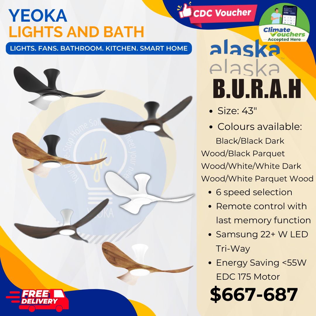 ALASKA Ceiling Fan Aerahaus B.U.R.A/H 43 Inch