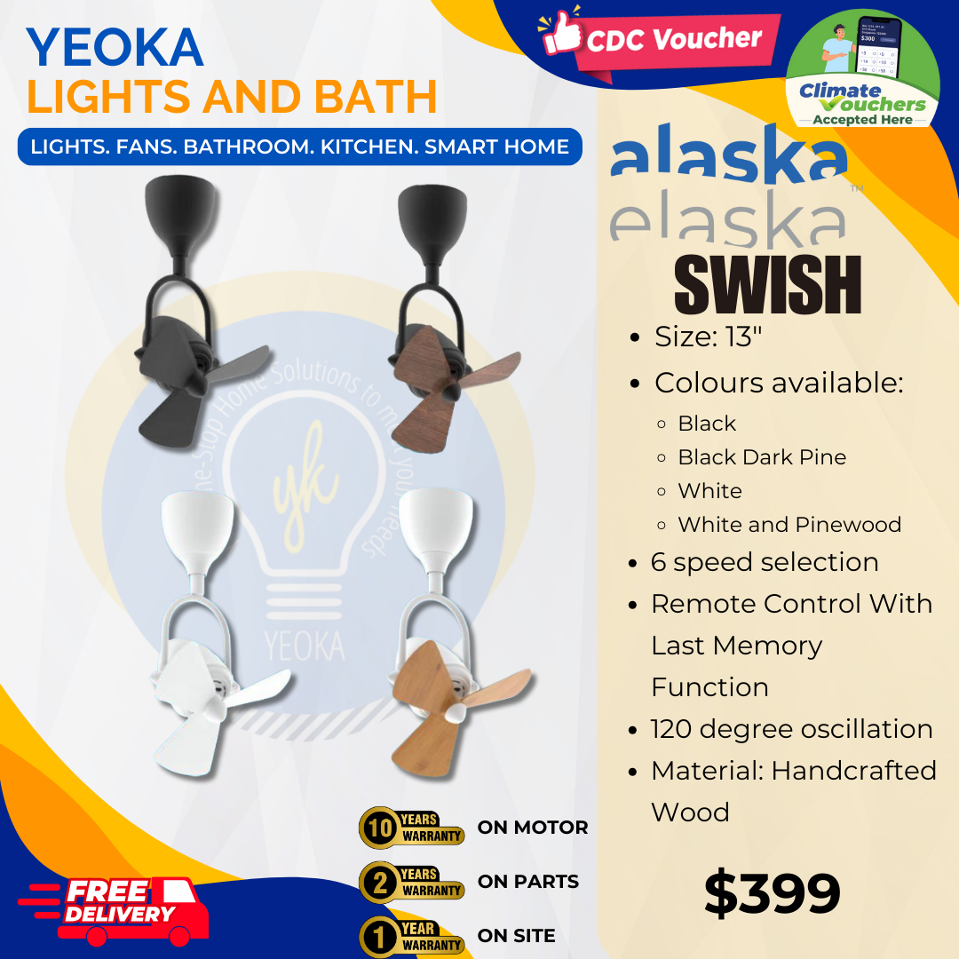 ALASKA Corner Fan Swish|Ceiling Mounted |(13")