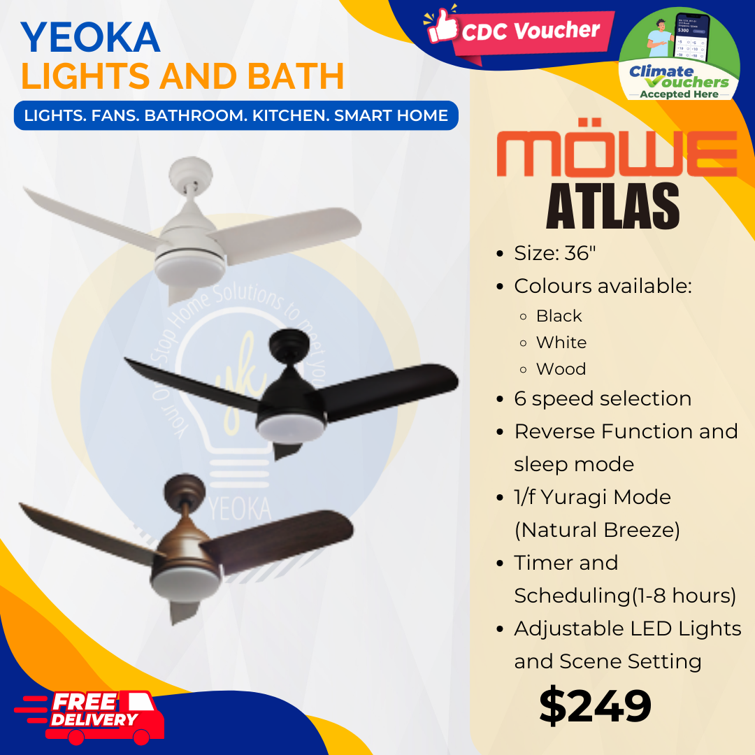 Mowe Ceiling Fan Atlas DC Motor (36")