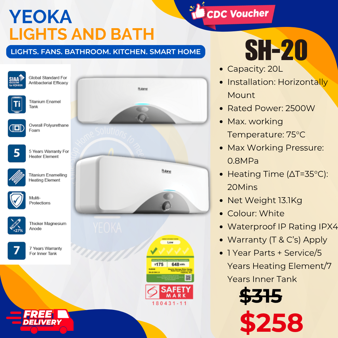 Rubine SH-20 20L Horizontal Storage Heater