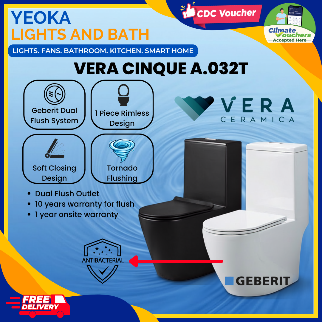 VERA Toilet Bowl A.032T Tornado Flushing Dual Flush Soft Closing Seat