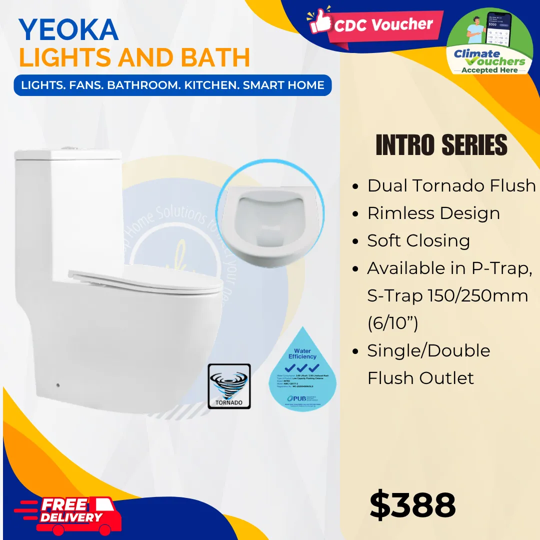 Intro Rimless Flushing Toilet Bowl WC Water Closet with Soft Closing Seat