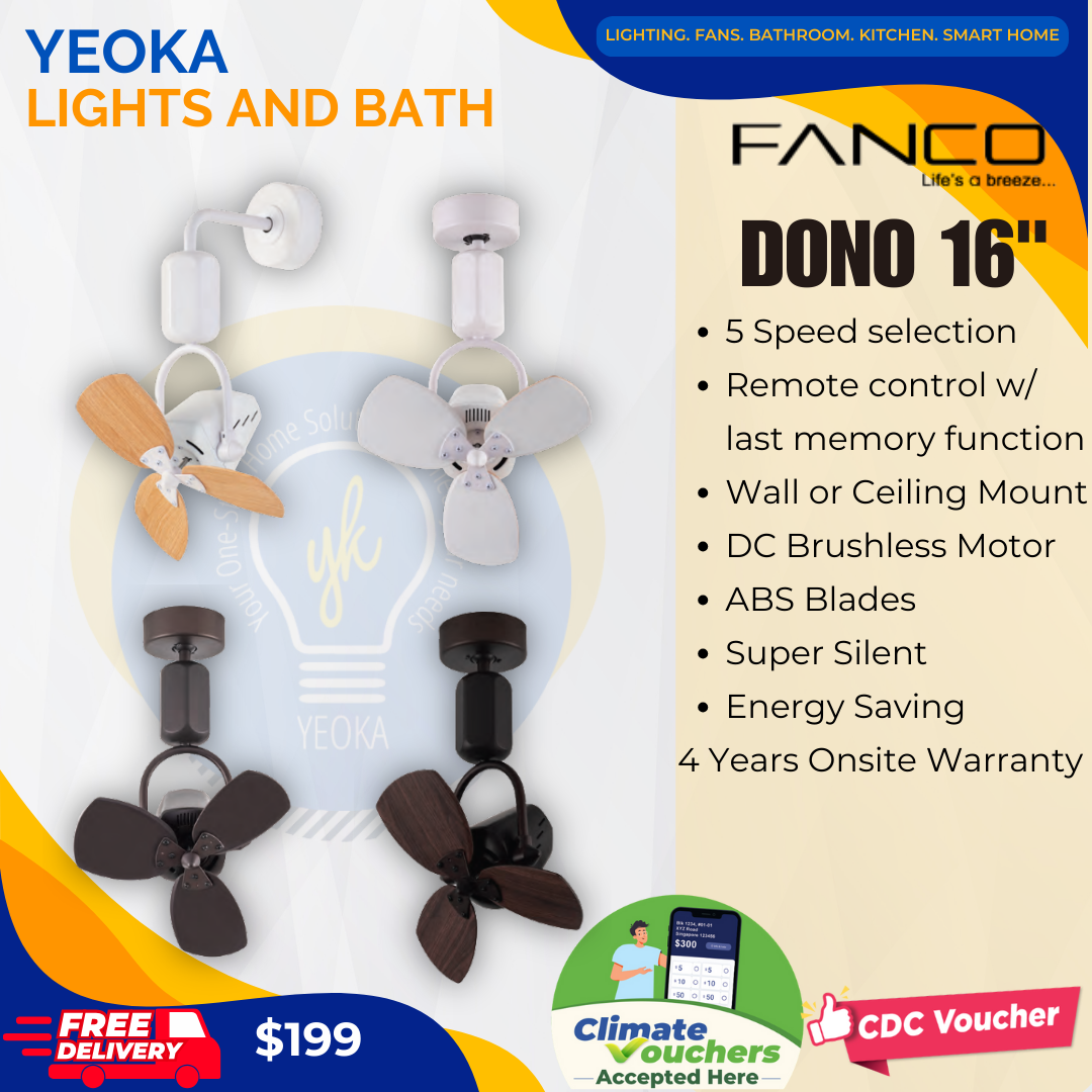 FANCO Ceiling Fan DONO DC Motor Corner Fan (16")