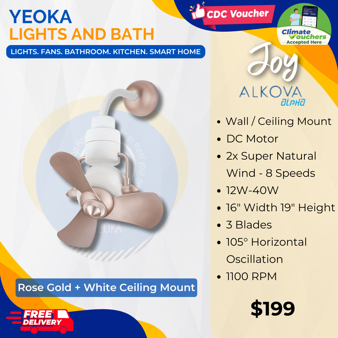 [YEOKA LIGHTS AND BATH] ALPHA ALKOVA JOY CORNER FAN DC MOTOR SUPER WIND FREE DELIVERY