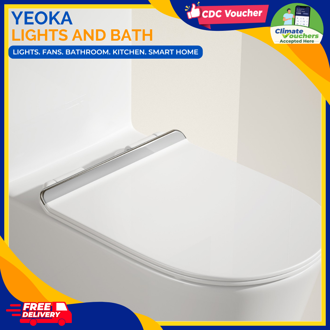 YEOKA x EACO T988 Toilet Bowl, Geberit Flushing System, Tornado Vortex Flushing, Urea Soft Closing Seat Cover, Hygienic Rimless Design