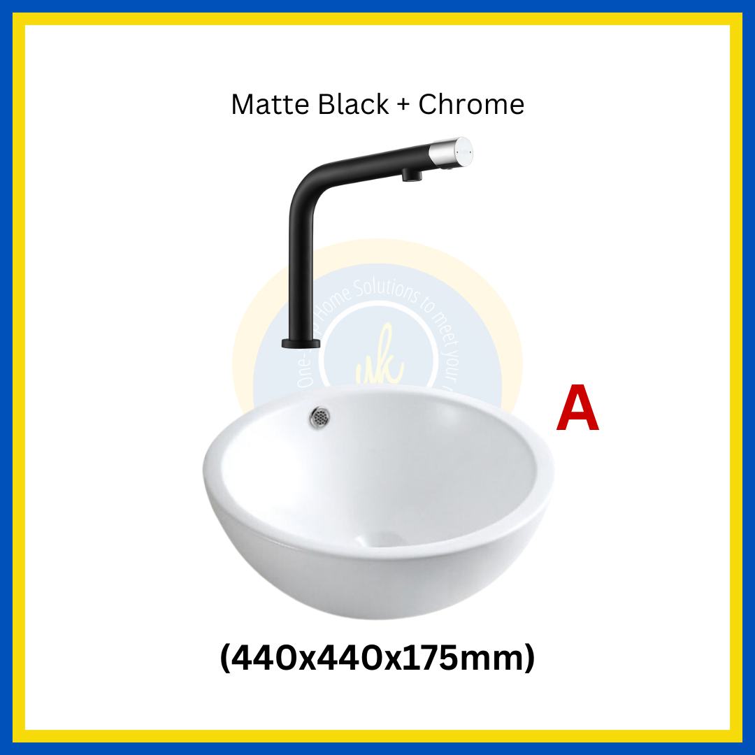 "MIX & MATCH" (1+1) Top Mount Basin + Basin Mixer Tap