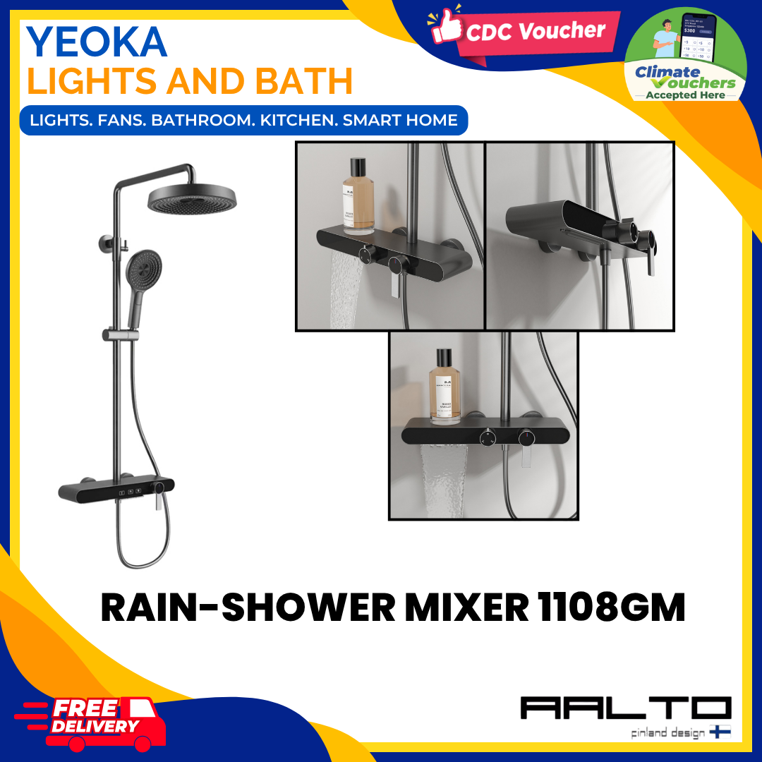 AALTO 1108Modern Rainshower Mixer Set, Piano Tiles Control