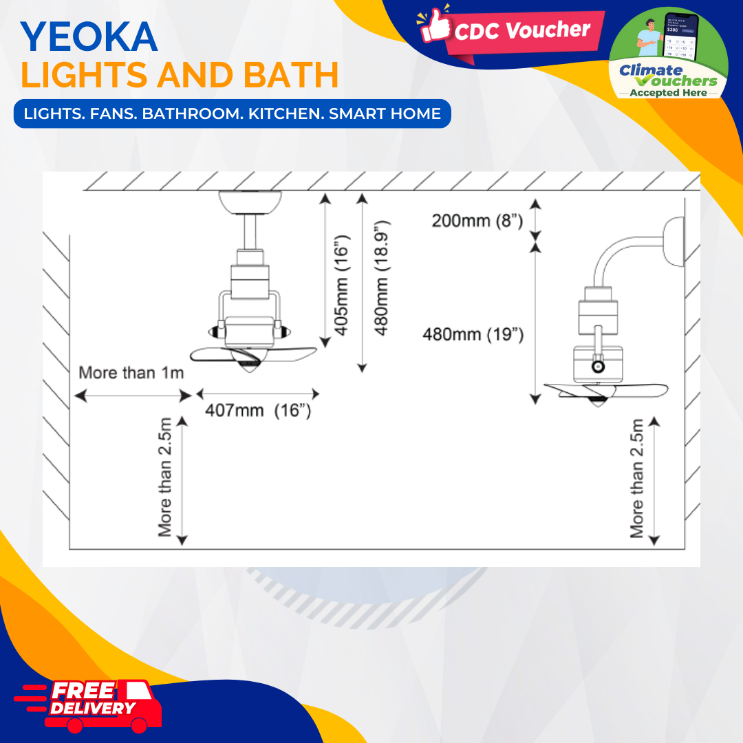 [YEOKA LIGHTS AND BATH] ALPHA ALKOVA JOY CORNER FAN DC MOTOR SUPER WIND FREE DELIVERY