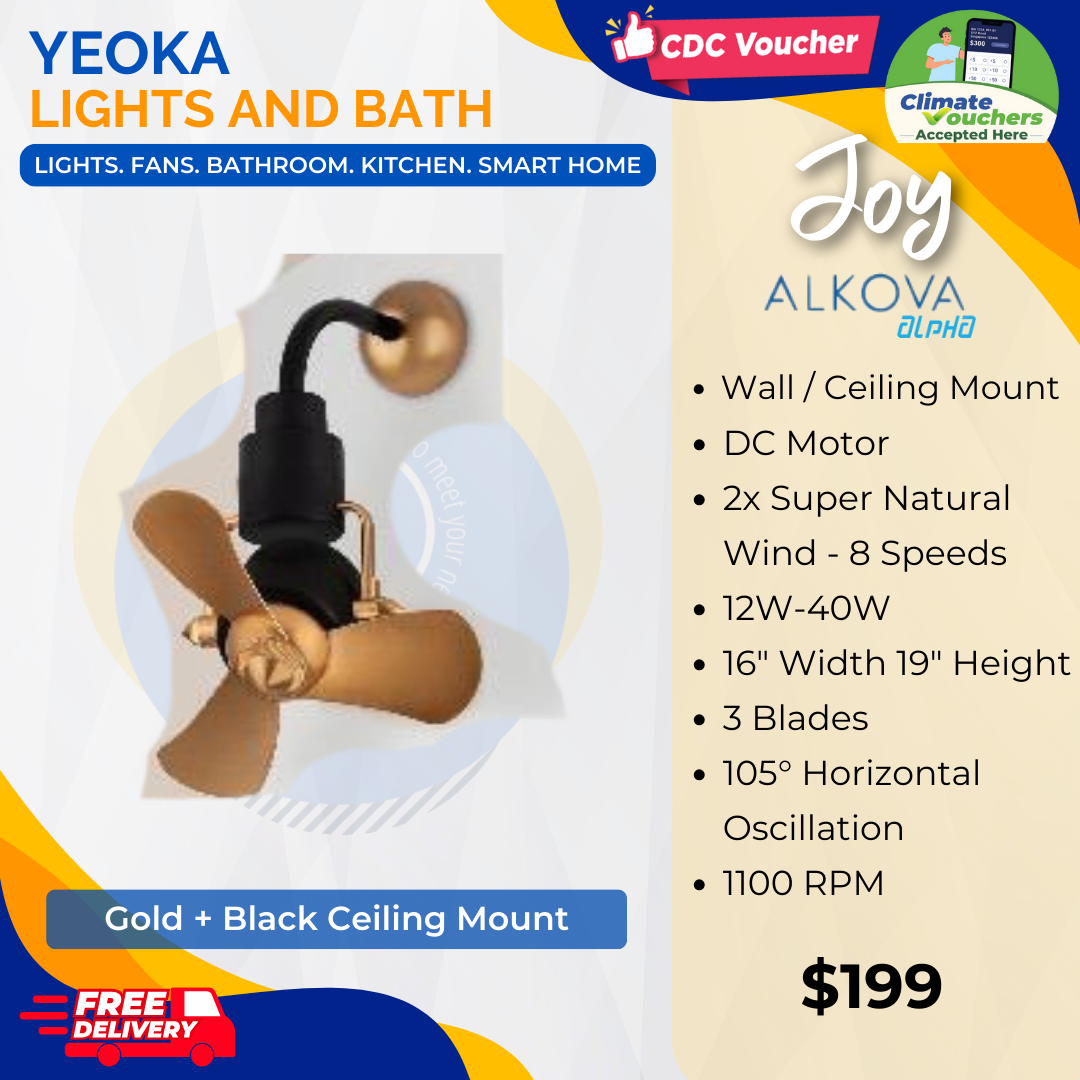 [YEOKA LIGHTS AND BATH] ALPHA ALKOVA JOY CORNER FAN DC MOTOR SUPER WIND FREE DELIVERY