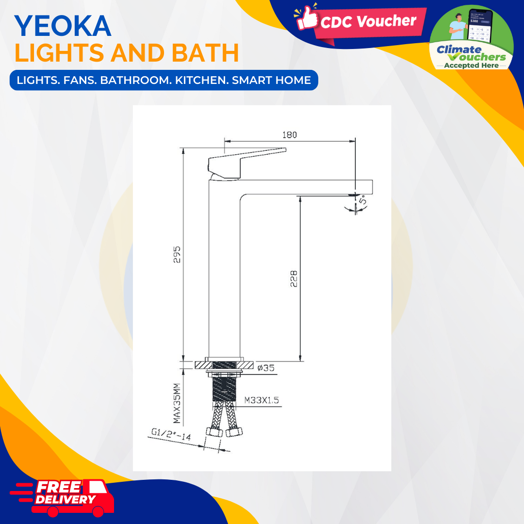 AALTO LEILA SERIES TALL BASIN MIXER 1221