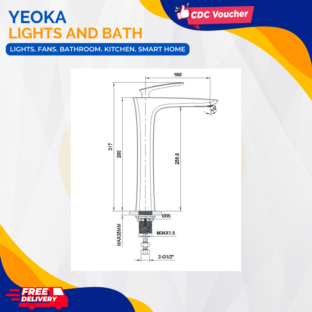 AALTO TALL BASIN MIXER TAP FLYINC SERIES 1298