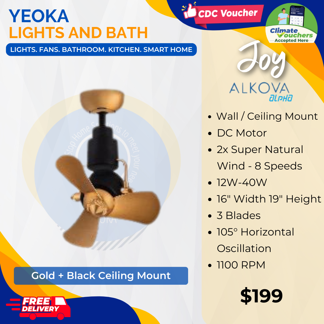 [YEOKA LIGHTS AND BATH] ALPHA ALKOVA JOY CORNER FAN DC MOTOR SUPER WIND FREE DELIVERY
