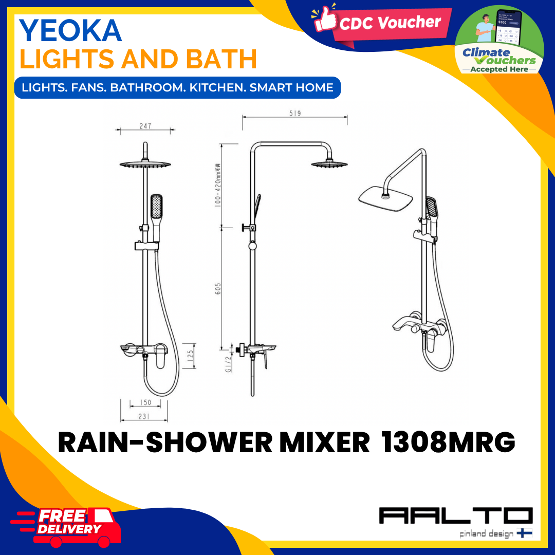AALTO 1308 Modern Single-Lever Rainshower Mixer Set