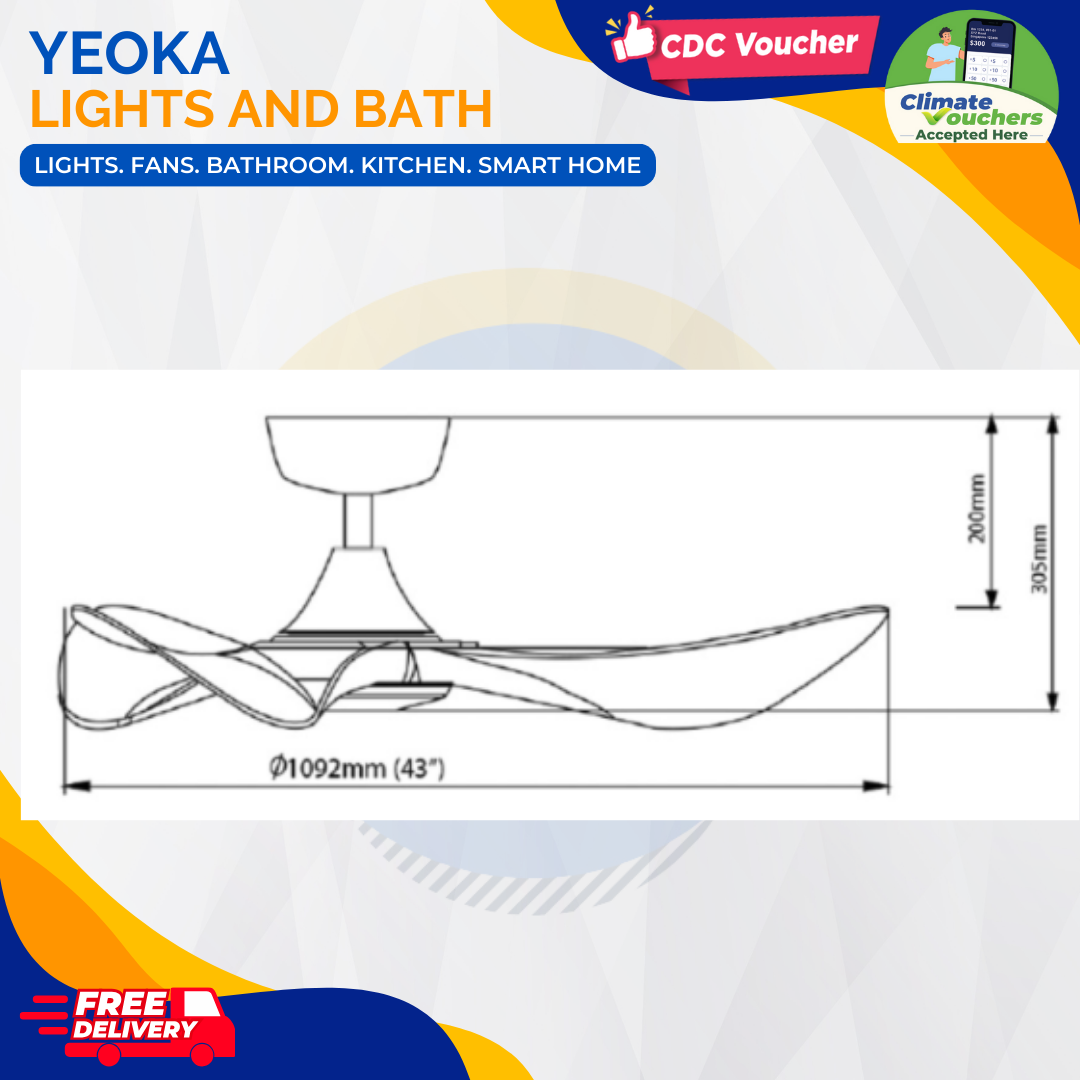 ALASKA Ceiling Fan Aerahaus B.U.R.A/H 43 Inch